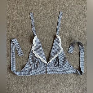 Vintage 1960's blue gingham bra top by You Babes, size medium